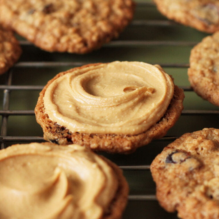 Peanut Butter Cream Cranberry Oatmeal Sandwich Cookies