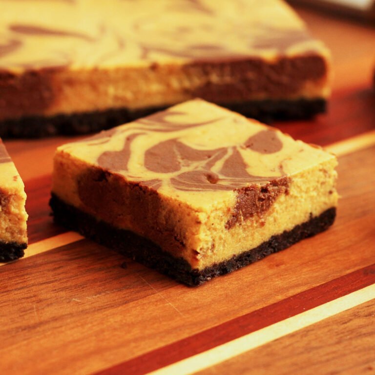 Chocolate Marble Pumpkin Cheesecake Squares