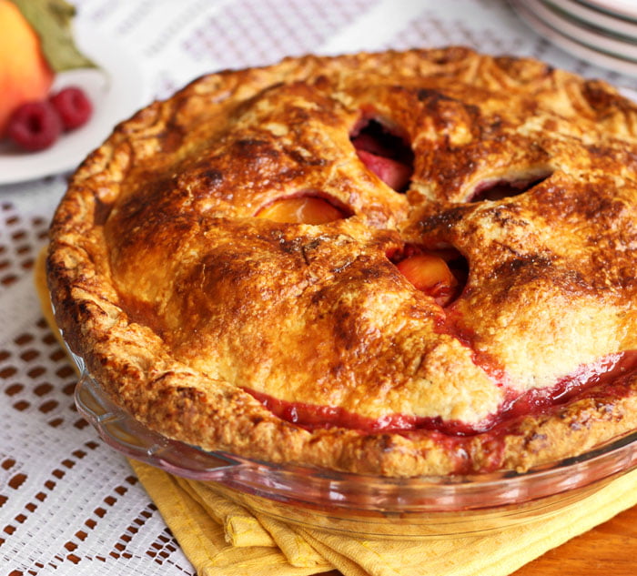 Flaky All Butter Raspberry Peach Pie