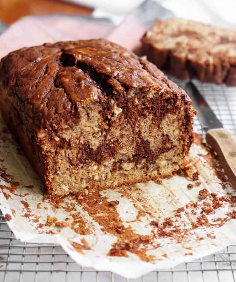 Peanut Butter Chocolate Swirl Banana Bread