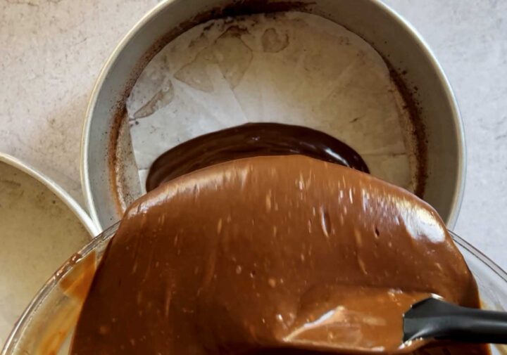 pour batter into pans