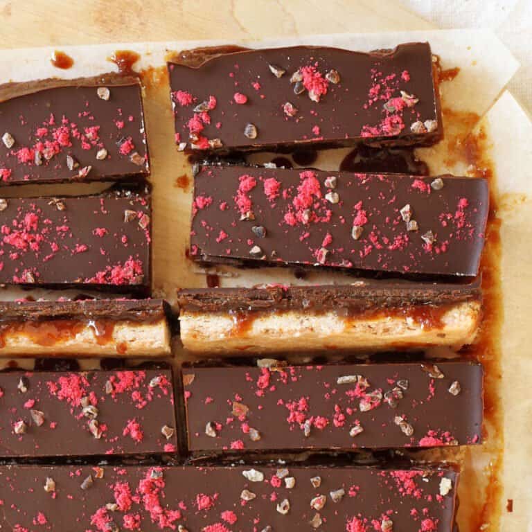Raspberry Coffee Caramel Shortbread Bars