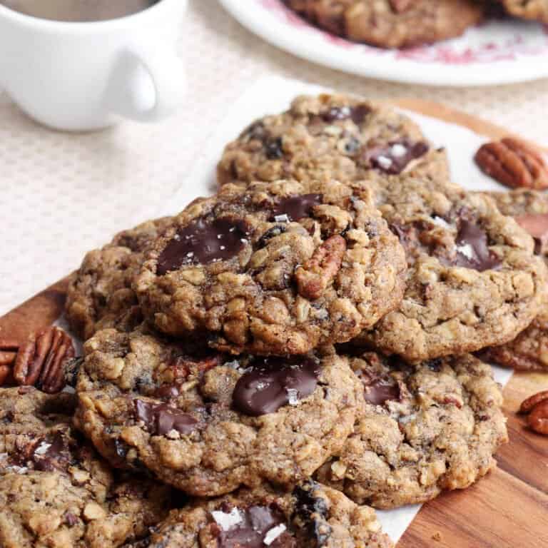 Dark Chocolate Cherry Coffee Oatmeal Cookies