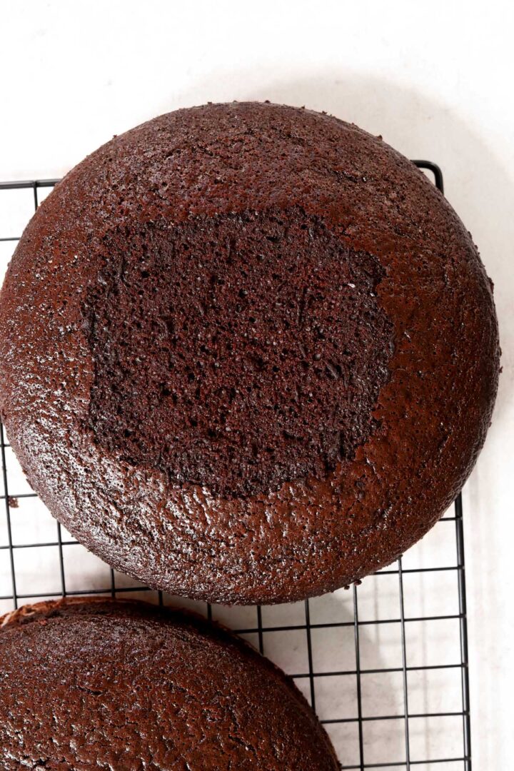best moist chocolate cake layers after trimming domed top for layering