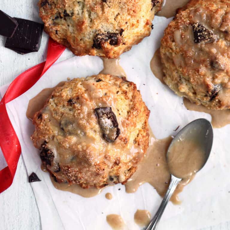 Dark Chocolate Espresso-Glazed Buttermilk Scones