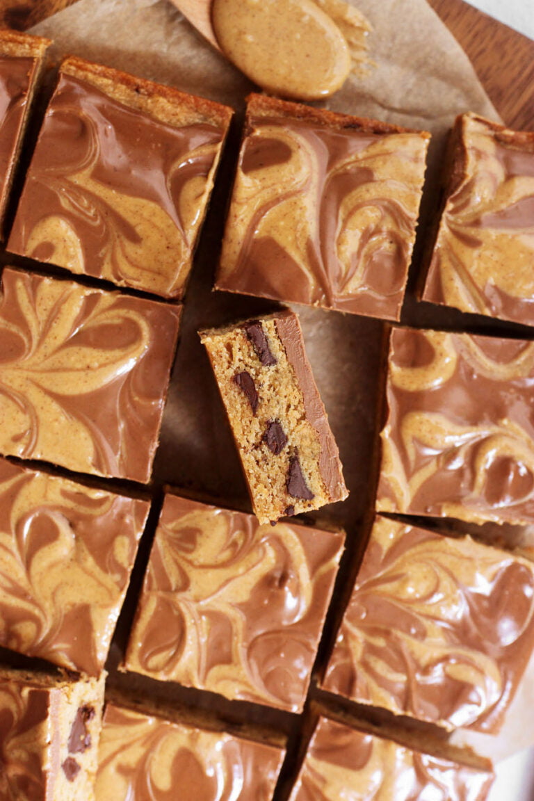 Double Chocolate Chunk Almond Butter Cookie Bars