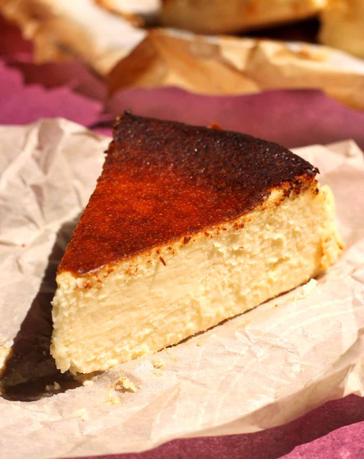 slice of burnt basque cheesecake