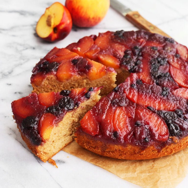 blueberry peach upside down cake