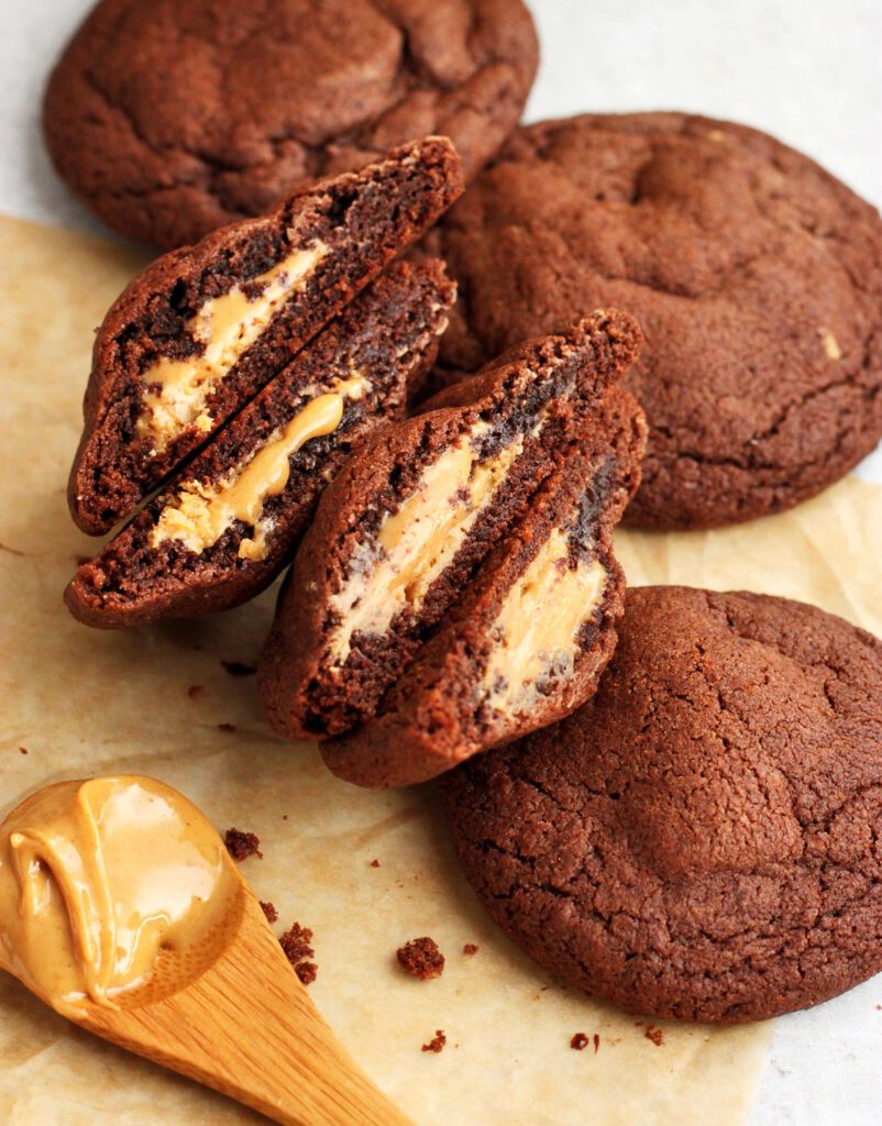peanut butter stuffed chocolate cookies