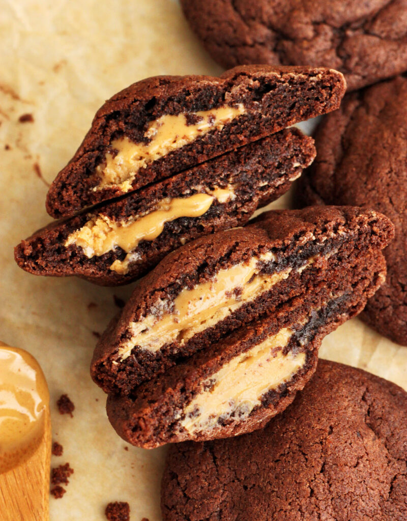 peanut butter stuffed chocolate cookies