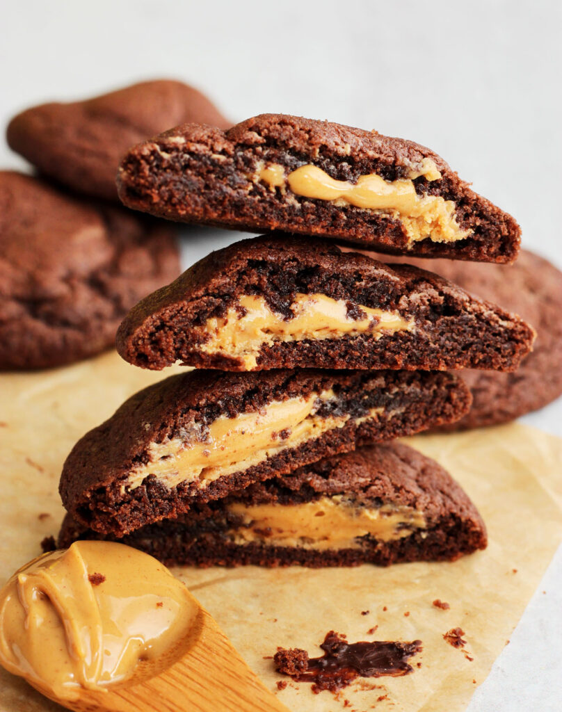 peanut butter stuffed chocolate cookies