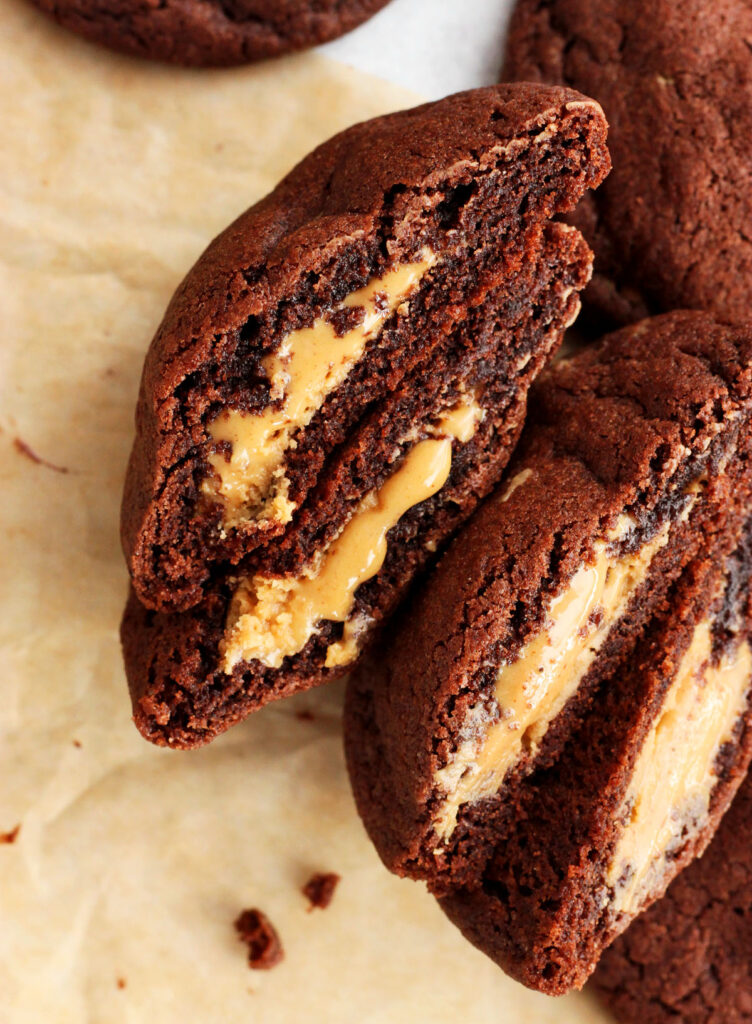 peanut butter stuffed chocolate cookies