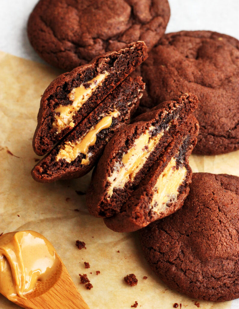 peanut butter stuffed chocolate cookies