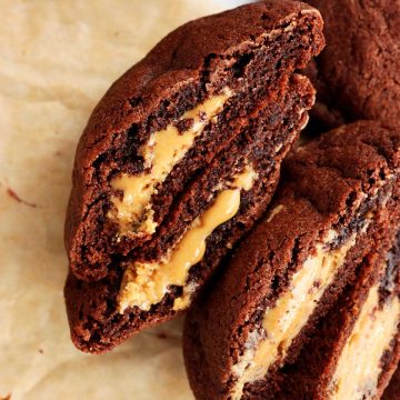 peanut butter stuffed chocolate cookies