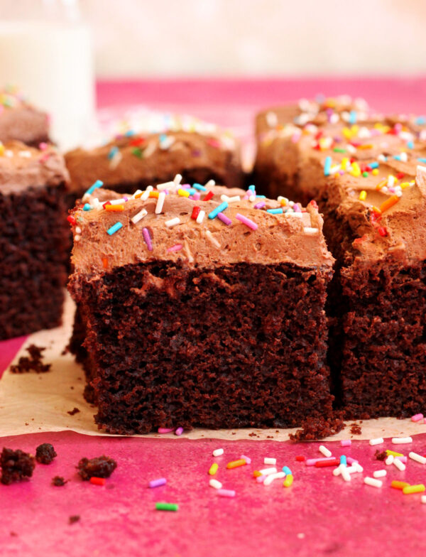 EASY One Bowl Chocolate Sheet Cake - Scientifically Sweet