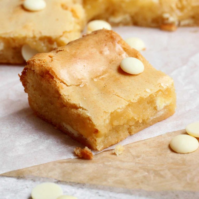 fudgy white chocolate brownies
