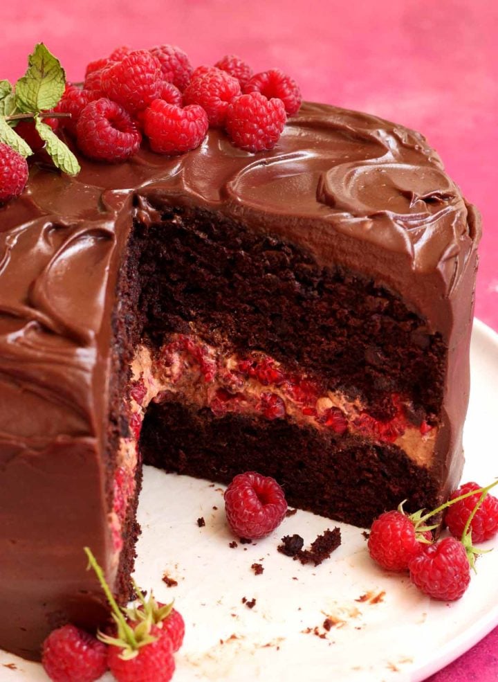 Dark Chocolate Raspberry Cake - Scientifically Sweet