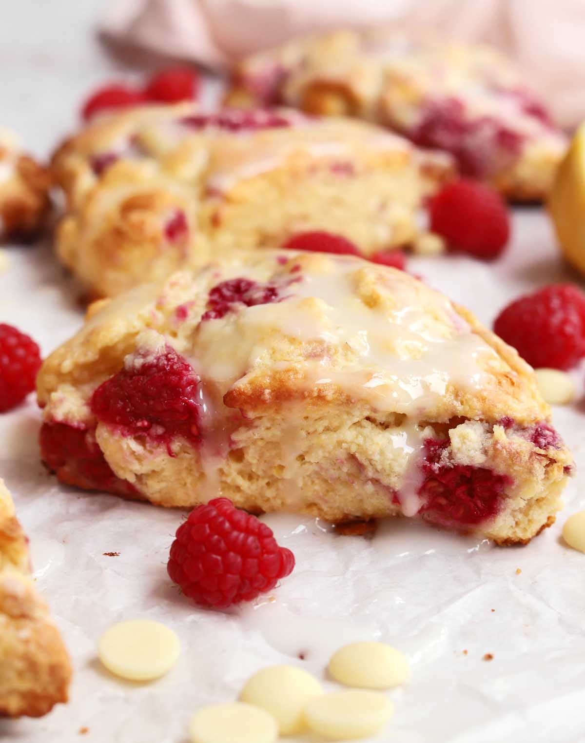 Bronign Raspberry White Chocolate Raspberry Scones (with VIDEO) - Scientifically Sweet