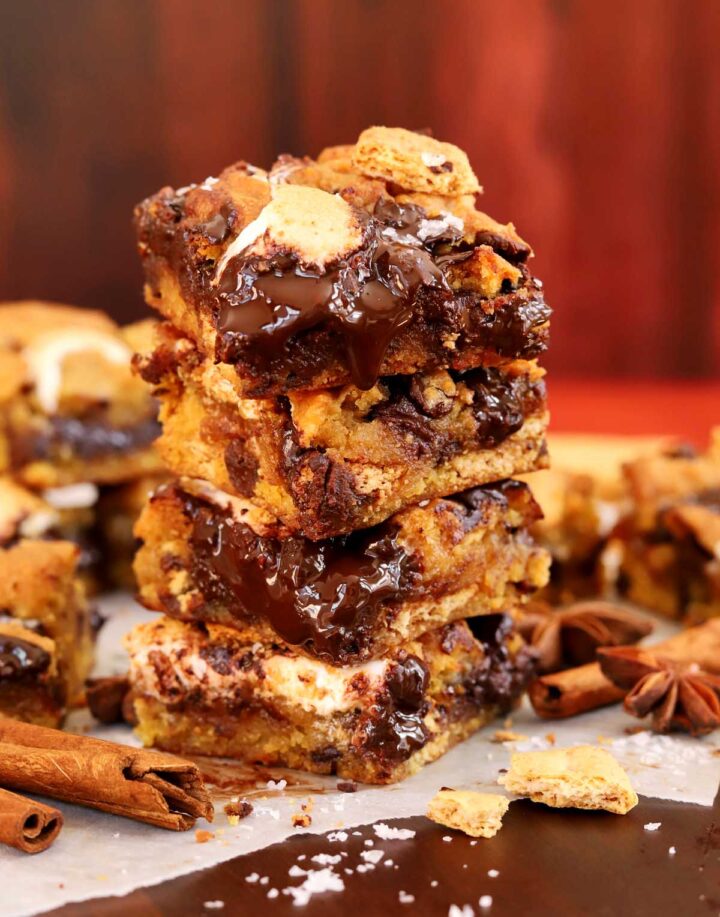 stack of pumpkin s'mores bars