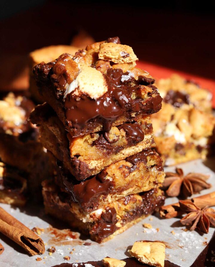 stack of pumpkin s'mores bars