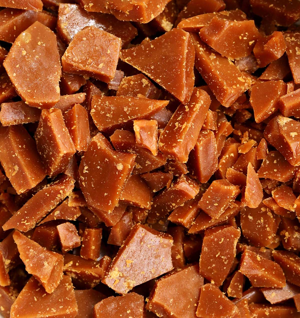 close up on homemade toffee
