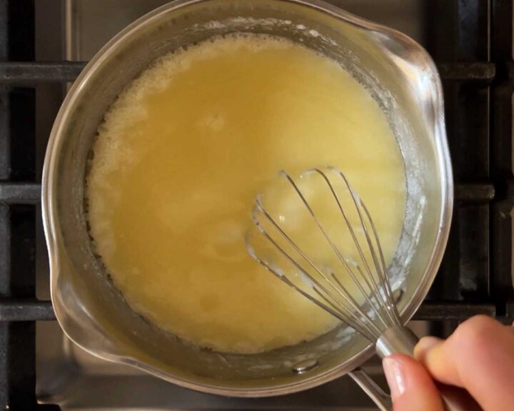 homemade toffee bits: gently whisk together over medium heat until the mixture bubbles