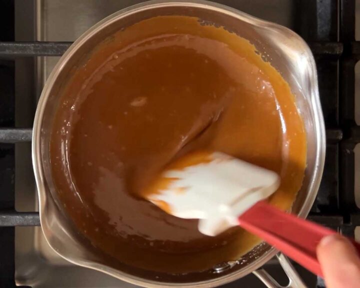 It is ready when looks smooth and silky, similar to melted peanut butter.