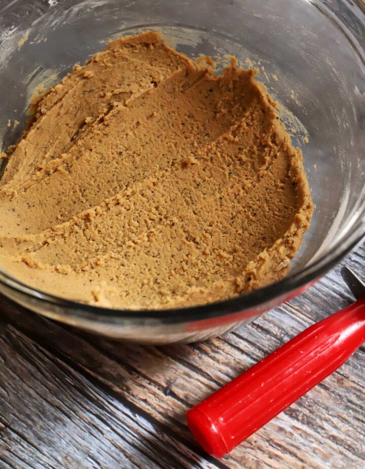 vanilla maple chai latte cookie dough in bowl