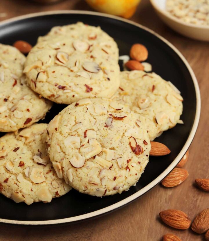 lemon almond cookies on a plate