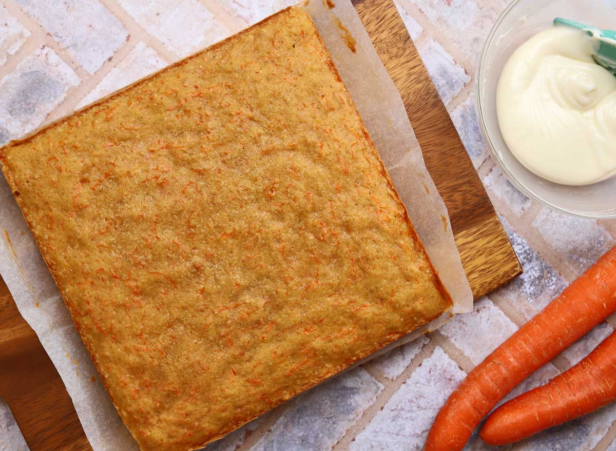 carrot cake bars before adding cream cheese icing