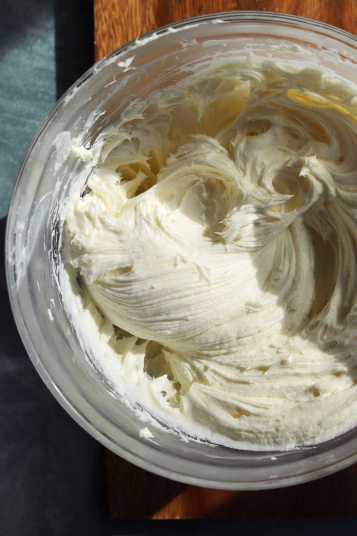 cream cheese frosting after adding half of the cream cheese