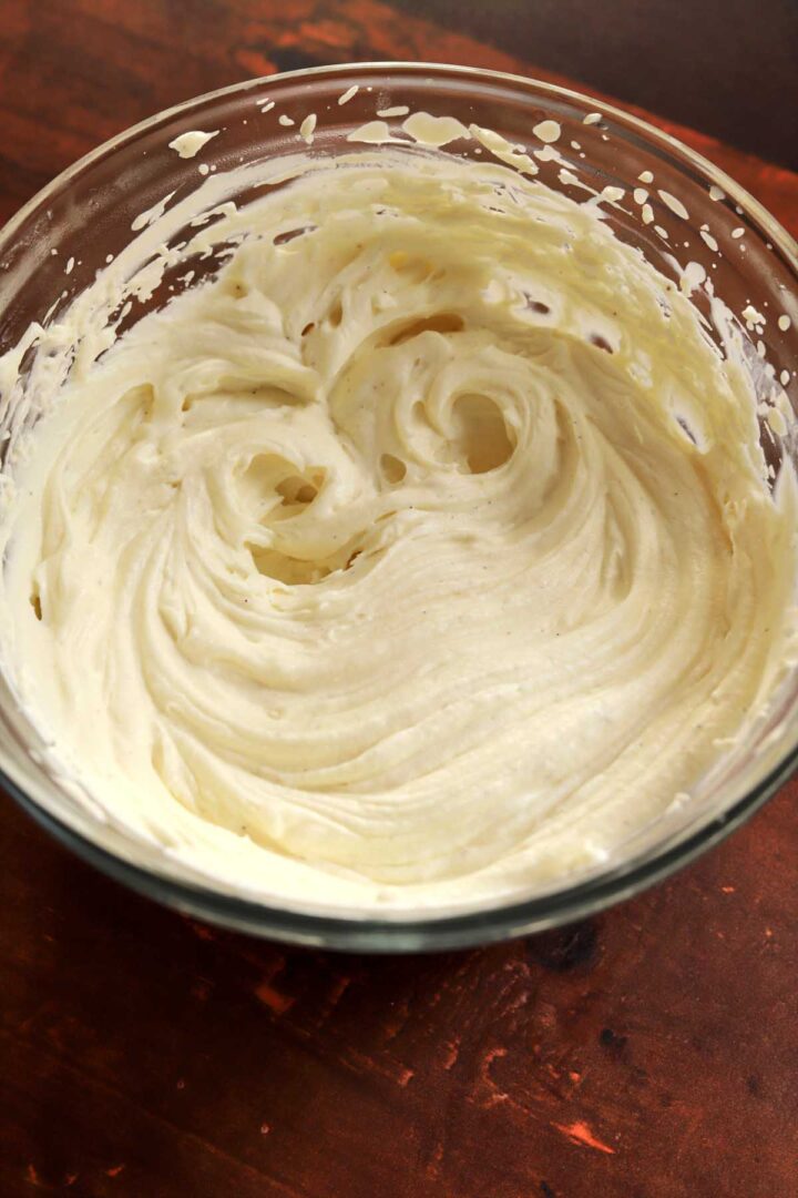 Vanilla white chocolate ganache whipped to soft peaks.
