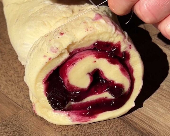 Use floss to slice through the dough.