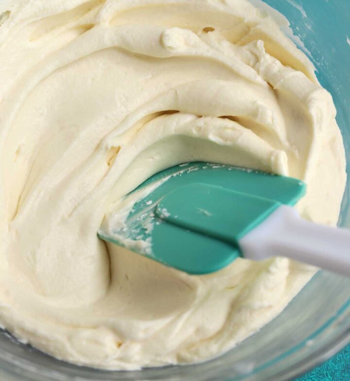 best cream cheese frosting in a bowl with spatula
