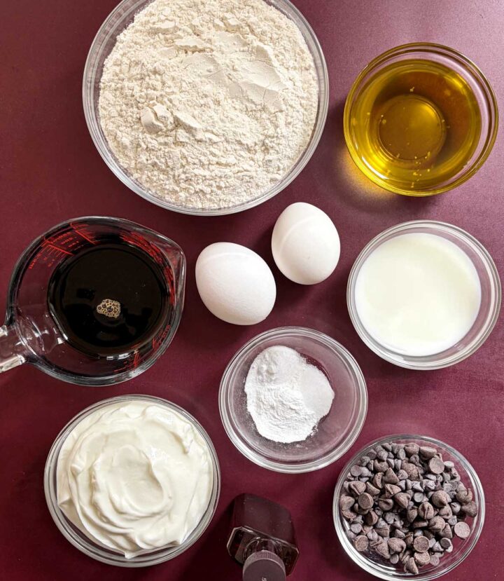 healthy Greek yogurt chocolate chip muffins ingredients