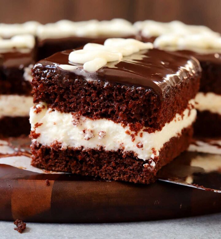 hostess cake slice on cutting board