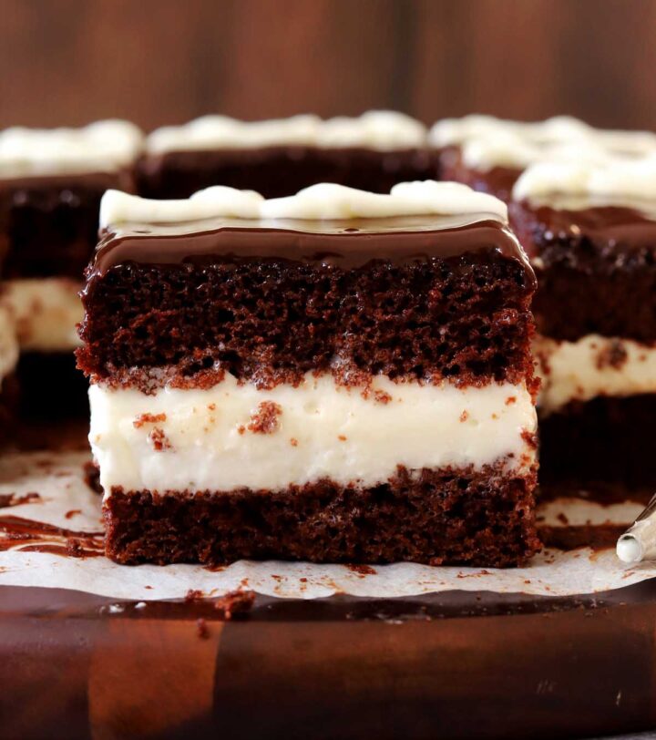 hostess cake slice on cutting board
