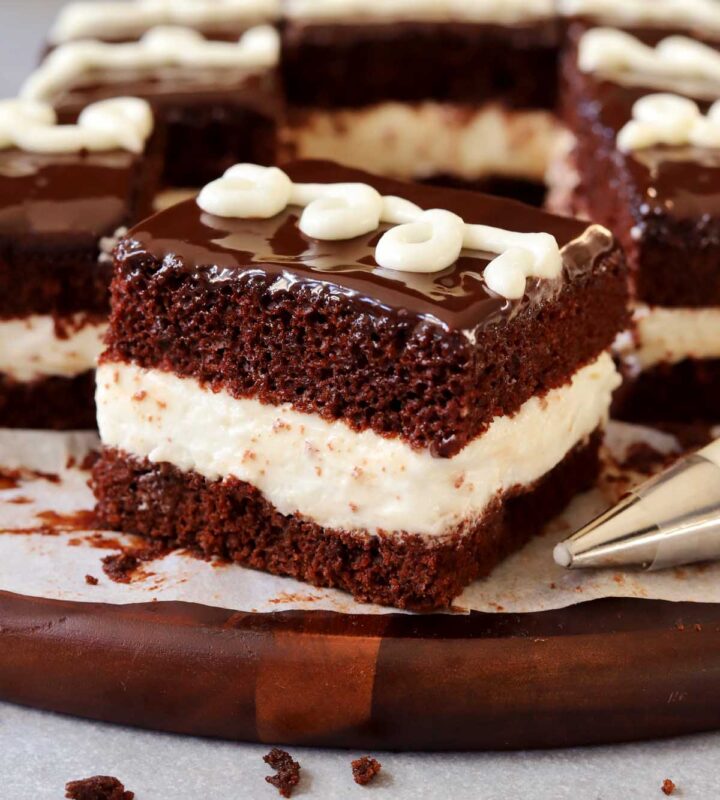 hostess cake slice on cutting board