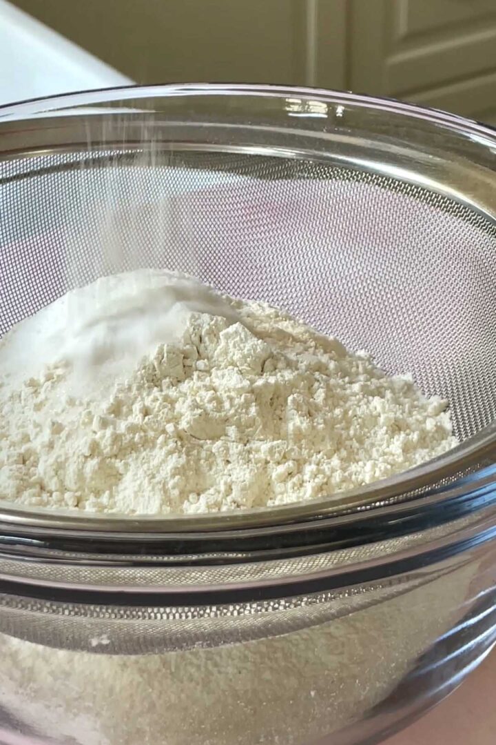 Sift flour, sugar, baking powder and salt into a large bowl and whisk to combine.