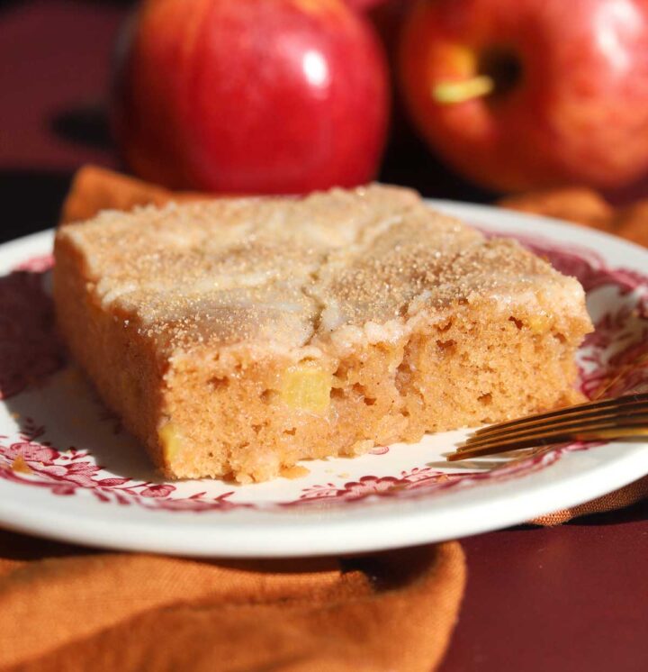 slice of apple fritter Texas sheet cake on a plate