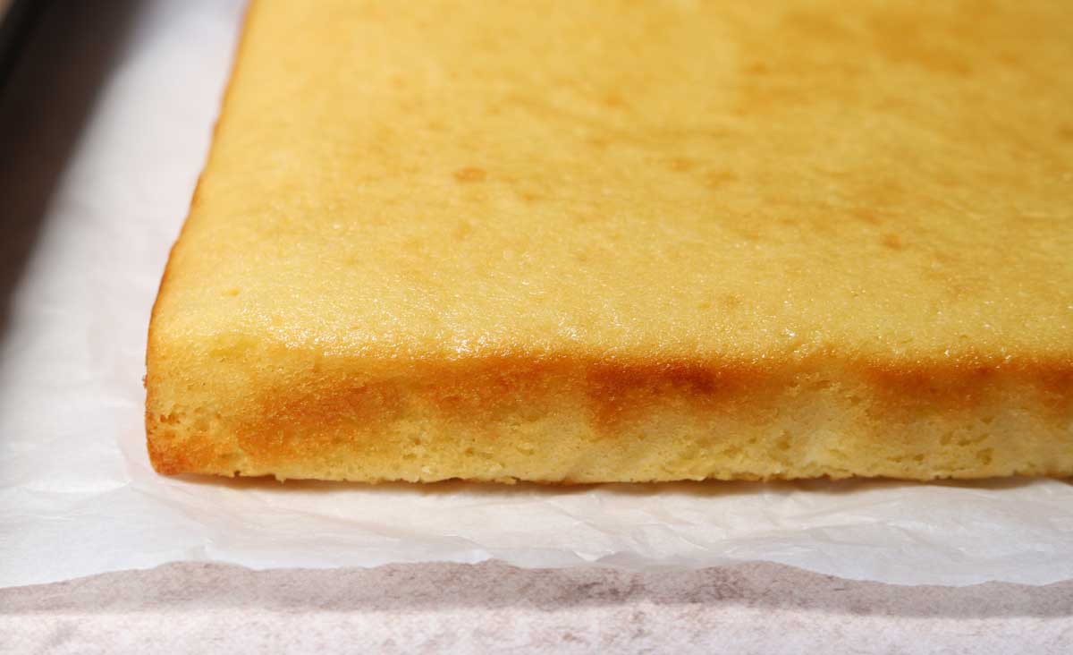 moist vanilla sheet cake after cooling before decorating