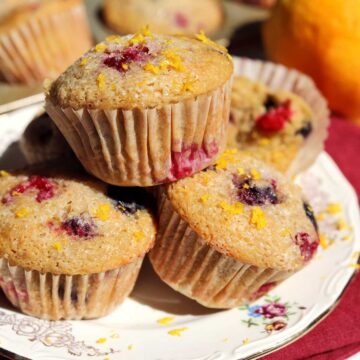 orange olive oil greek yogurt berry muffins