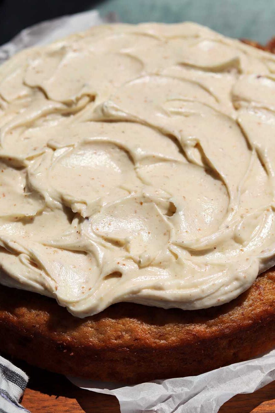 brown butter banana cake with brown butter cream cheese frosting