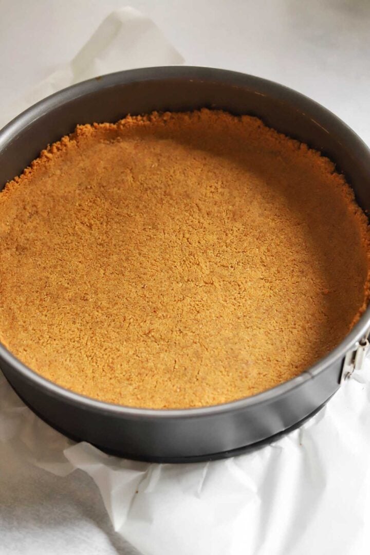 homemade graham cracker crust after baking