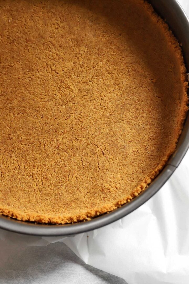 homemade graham cracker crust after baking