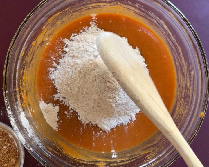 Add the dry ingredients to the bowl with the wet ingredients.