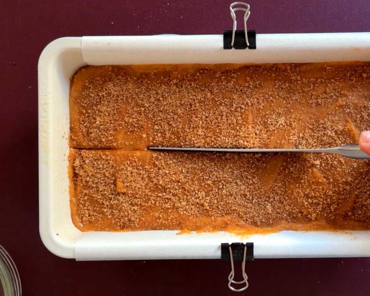 Draw a line down the center for even baking.