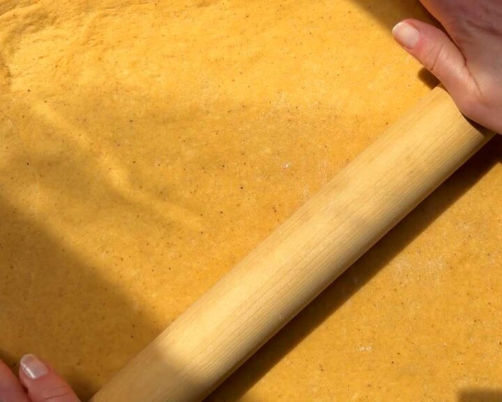 Roll the dough out into a rectangle.