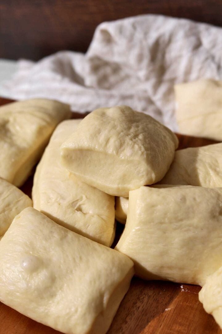 homemade dinner roll dough before rolling into balls
