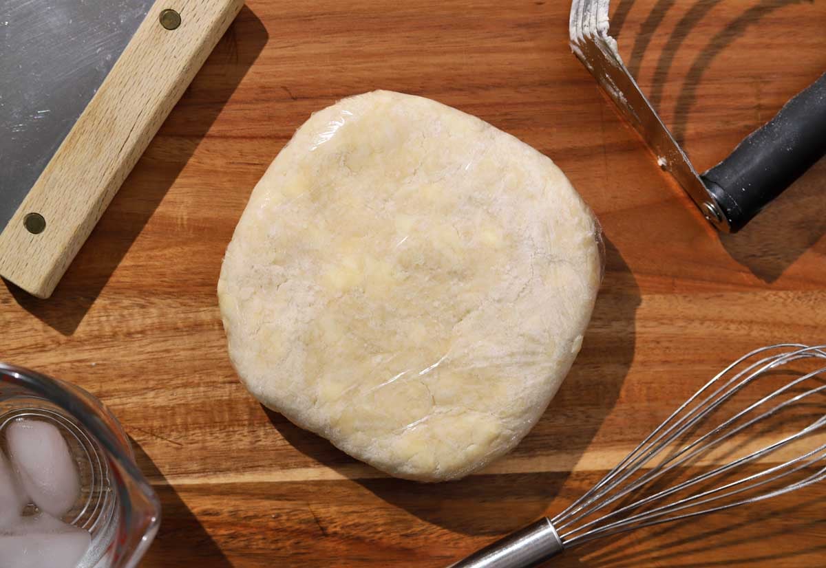 single crust pie dough wrapped and ready for chilling